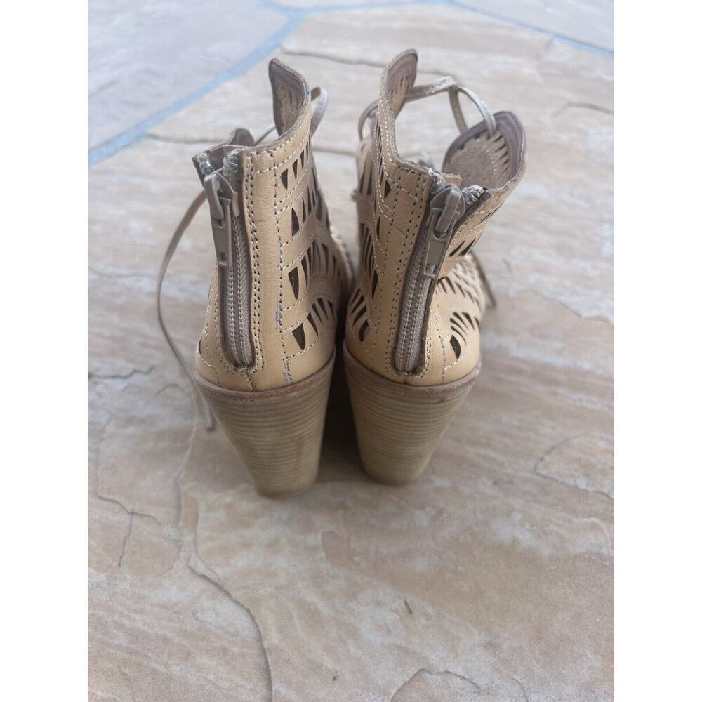 Jeffrey Campbell Beige lace up Wedge Open Toe Heels Size Sz 9.5 BZ - Picture 3 of 5